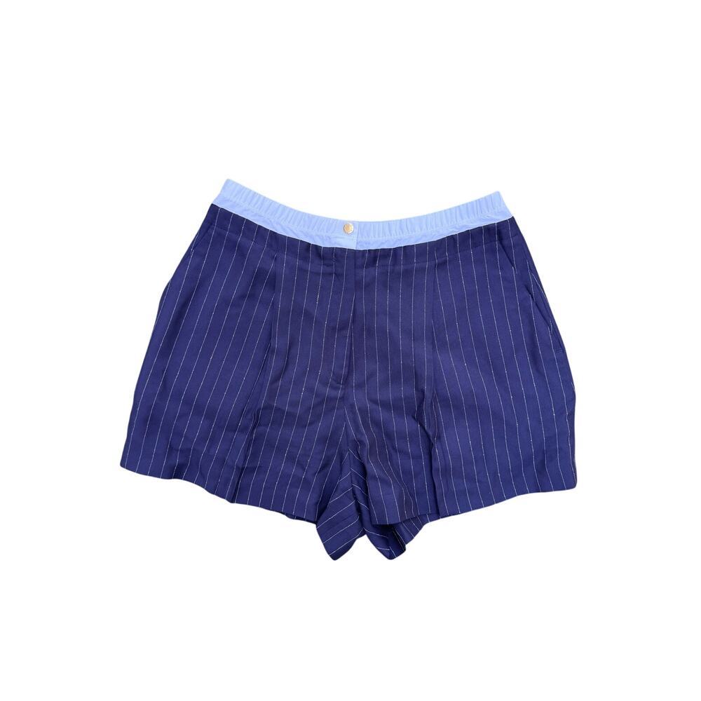 Sandro Pinstripe Double Waistband Twill Shorts 42 US 10 - Picture 5 of 9